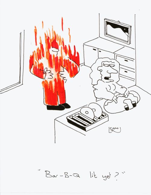 'Bar-B-Q lit yet?'