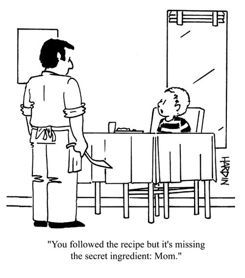 'You followed the recipie but it's missing the secret ingredient: Mom.'