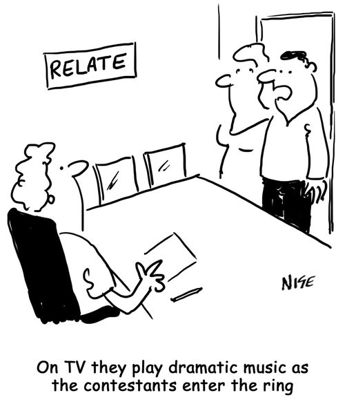 'On TV they play dramatic music as the contestants enter the ring'