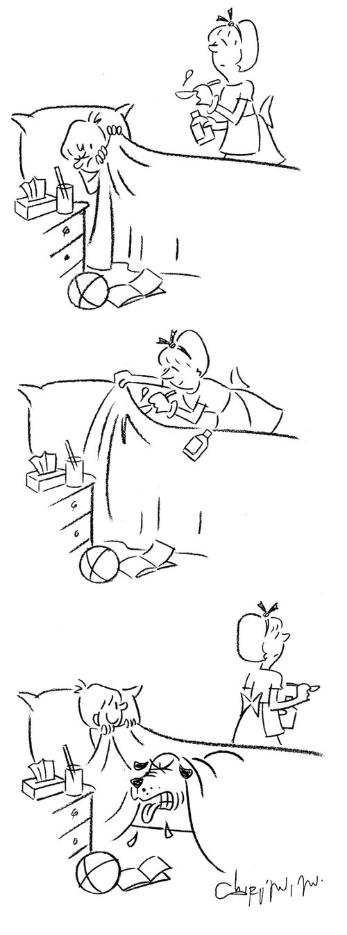 Boy tricking the nurse