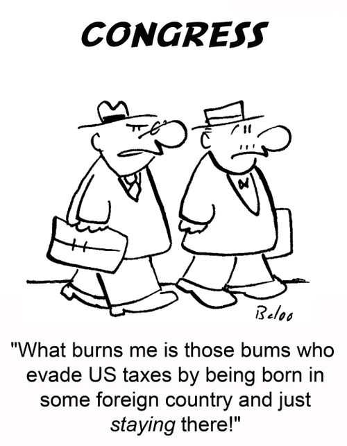 'What burns me is those bums who evade US taxes by being born in some foreign country and just staying there!'