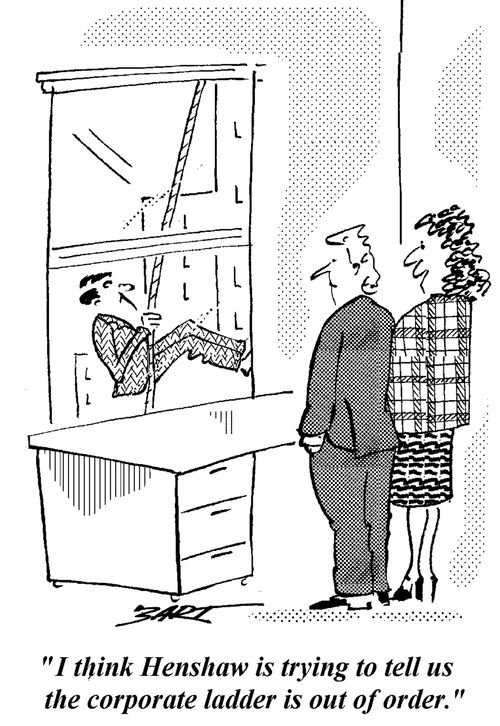 "I think Henshaw is trying to tell us the corporate ladder is out of order."