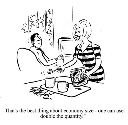 'That's the best thing about economy size - one can use double the quantity.'
