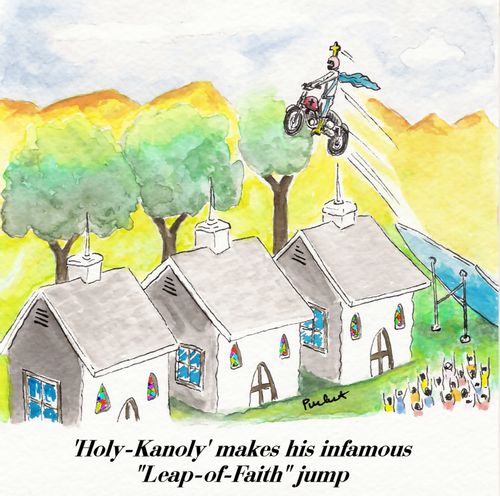 'Holy-Kanoly' makes his infamous 'Leap-of-Faith' jump.