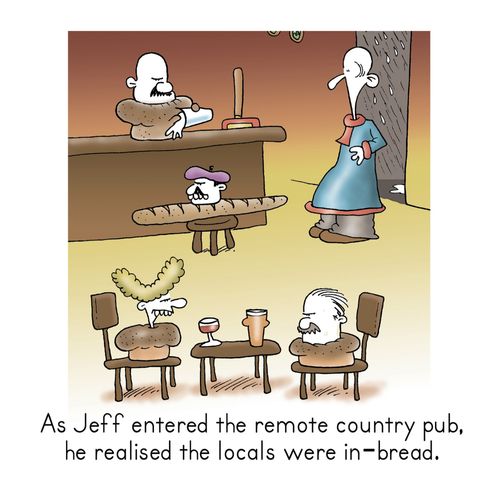 As Jeff entered the remote country pub, he realised the locals were in-bred.