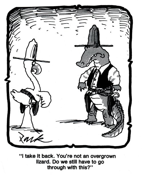 'I take it back. You're not an overgrown lizard. Do we still have to go through with this?'