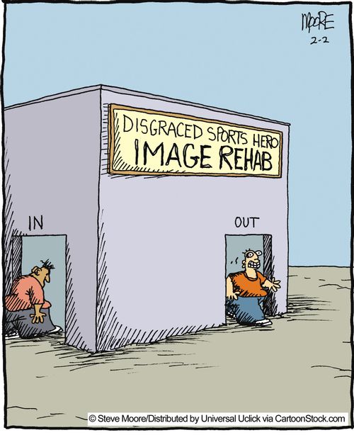 Disgraced sports hero image rehab.