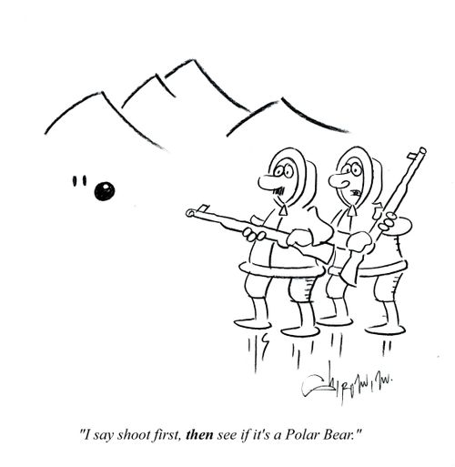 'I say shoot first, then see if it's a polar bear.'