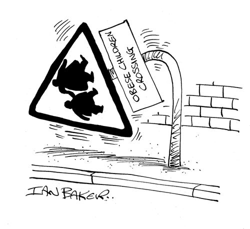 Obese Children Crossing.