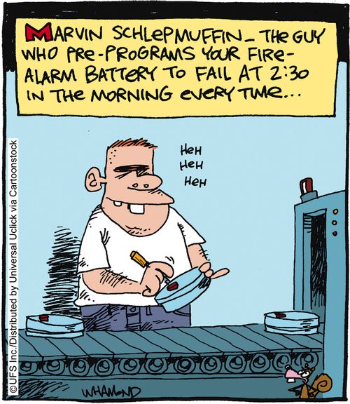 Marvin Shlepmuffin - the guy who pre-programs your fire alarm battery to fail at 2:30 in the morning every time...