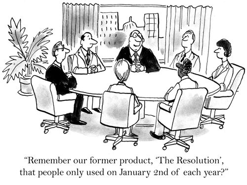 'Remember our former product, 'The Resolution', that people only used on January 2nd of each year?'