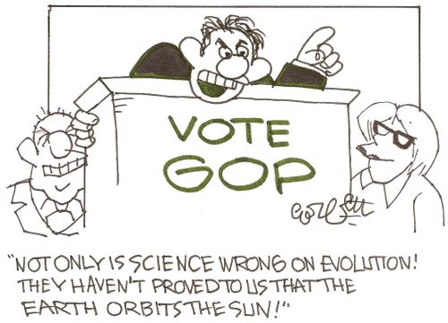 'Not only is science wrong on evolution!  They haven't proved to us that the Earth orbits the Sun!!'