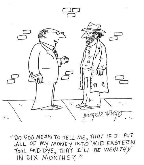 'Do you mean to tell me, that if I put all of my money into Mid Eastern tool and dye, that I'll be wealthy in six months?'