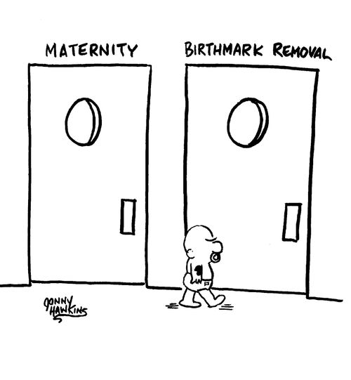Baby enters Birthmark Removal from Maternity Ward.