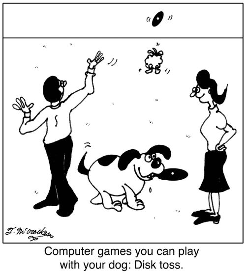 Computer games you can play with your dog: Disk toss.