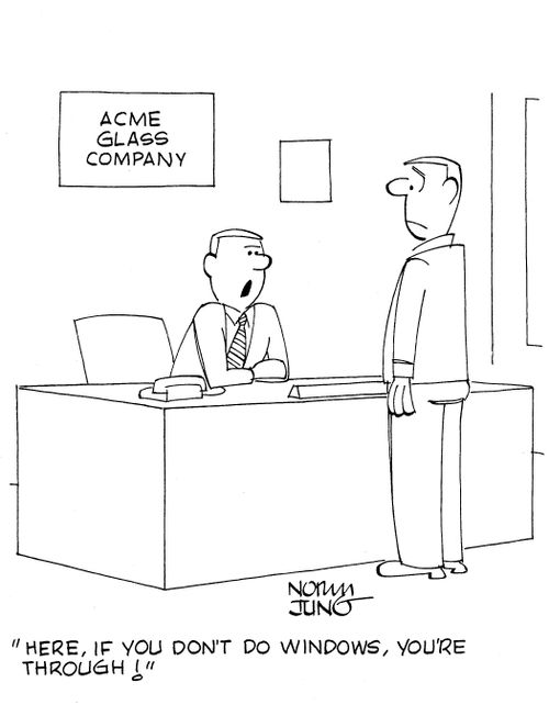'Here, if you don't do windows, you're through!'