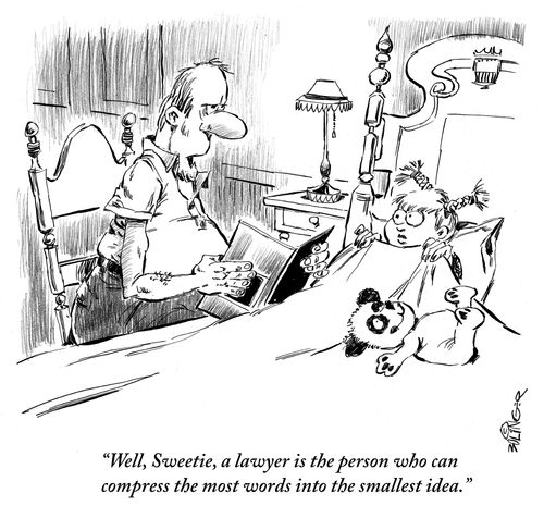 'Well, Sweetie, a lawyer is the person who can compress the most words into the smallest idea.'