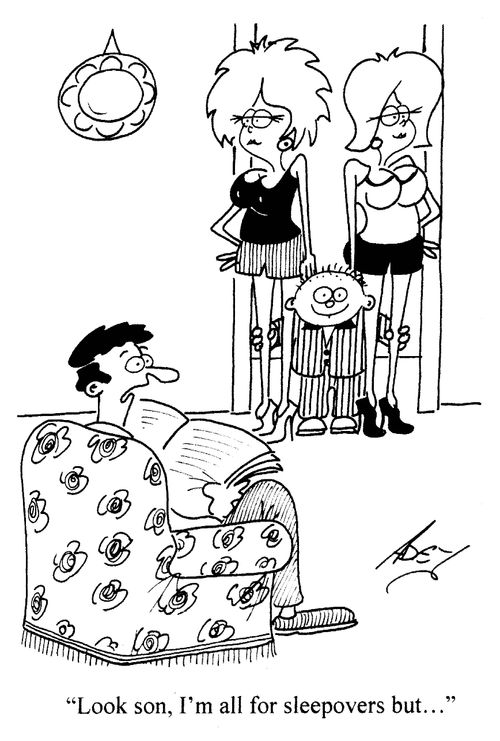 'Look son, I'm all for sleepovers but...'