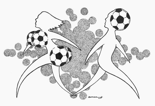 Man obsessed with football sees womanly shape as footballs