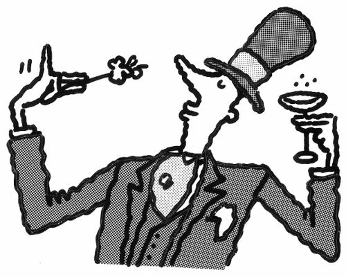 Man in top hat at a cocktail party.