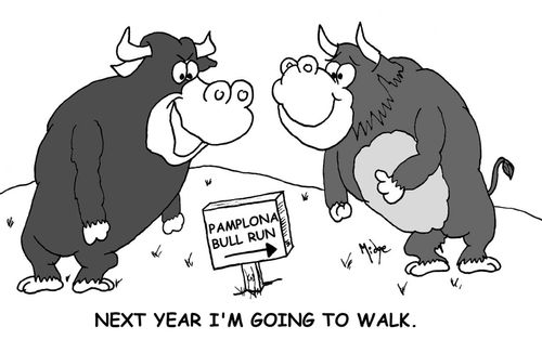 Bulls at Pamplona - 'Next year I'm going to walk.'