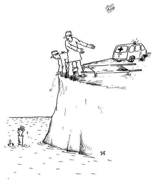 Ambulance Men with a Drowning Man