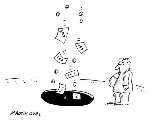 Money falling down a black hole