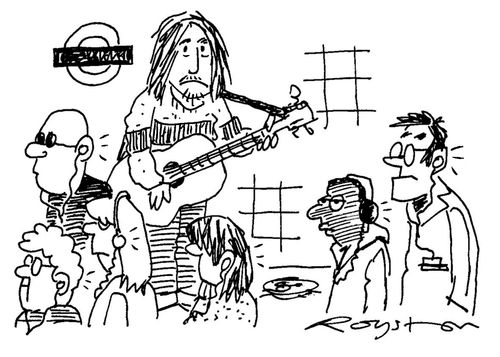 Busker falls on deaf ears as everyone has personal stereo,
