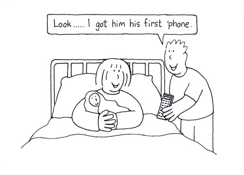 "Look, I got him his first phone."