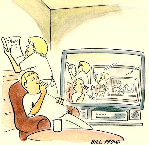A Woman Holds Up a TV Guide.