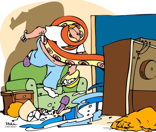 Man grabbed by sea creature from the television.