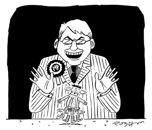 Politician sends man spinning.