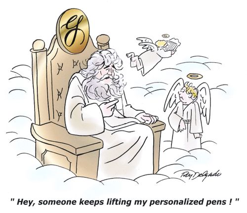 'Hey, someone keeps lifting my personalized pens!'