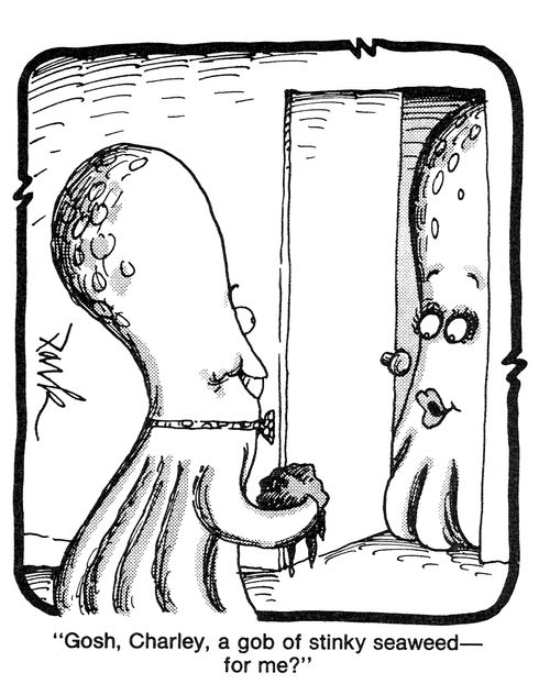 'Gosh, Charley, a gob of stinky seaweed - for me?'
