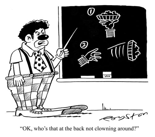 'OK, who's that at the back not clowning around?'