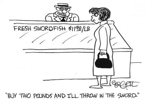 'Buy two pounds and I'll throw in the sword.'