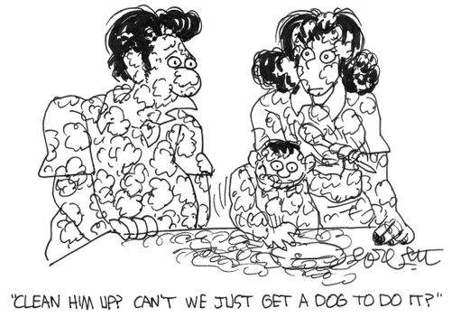 cleaning up a baby is a dog's job