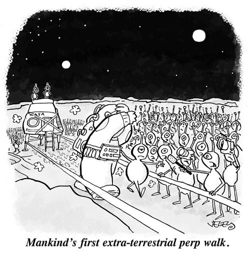 Mankind's first extra-terrestrial perp walk.