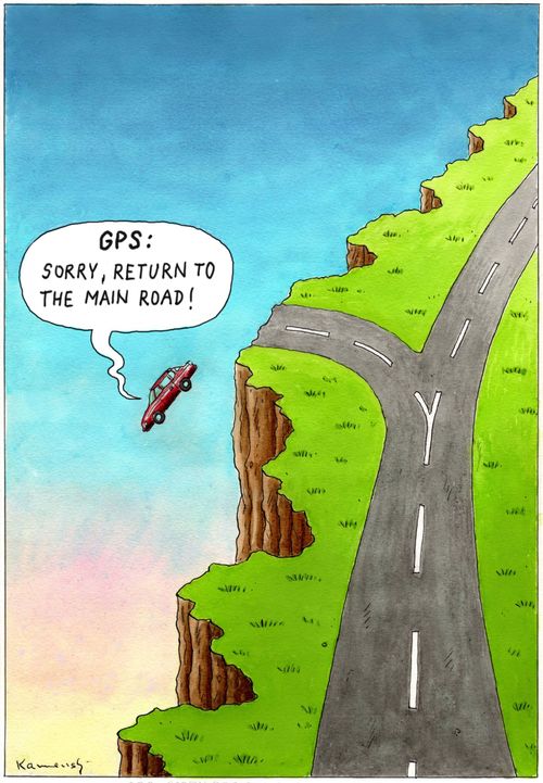 GPS: 'Sorry return to the main road.'