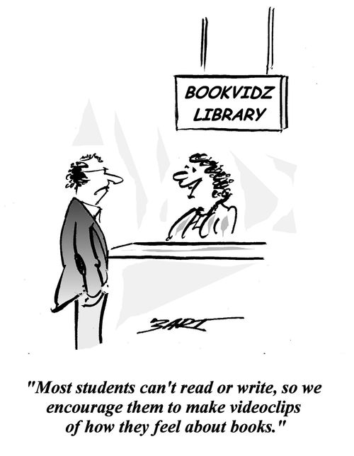 'Most students can't read or write, so we encourage them to make videoclips of how they feel about books.'