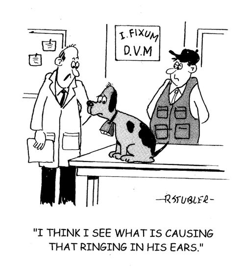 'I think I see what is causing that ringing in his ears.'