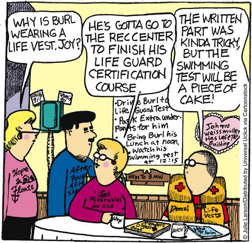'Why is Burl wearing a life vest, Joy?'
