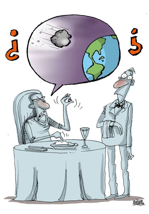 Customer complains about an asteroid in his food.