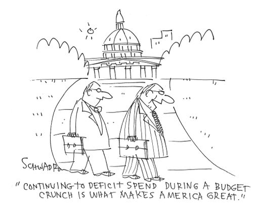 'Continuing to deficit spend during a budget crunch is what makes America great!'