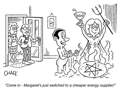 'Come in - Margaret's just switched to a cheaper energy supplier!'
