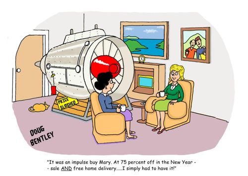 'It was an impulse buy Mary. At 75 percent off in the New Year sale AND free home delivery. . .'