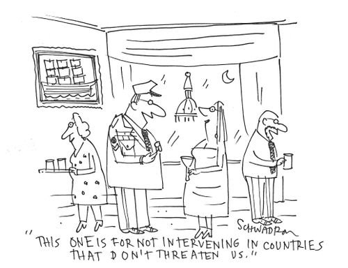 'This one is for not intervening in countries that don't threaten us.'