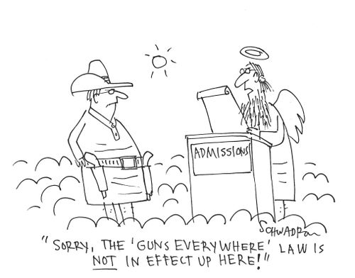 'Sorry, the 'Guns Everywhere' law is not in effect up here!'