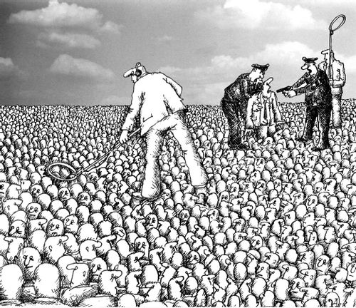 Terrorism - Pulling suspects from the crowd.