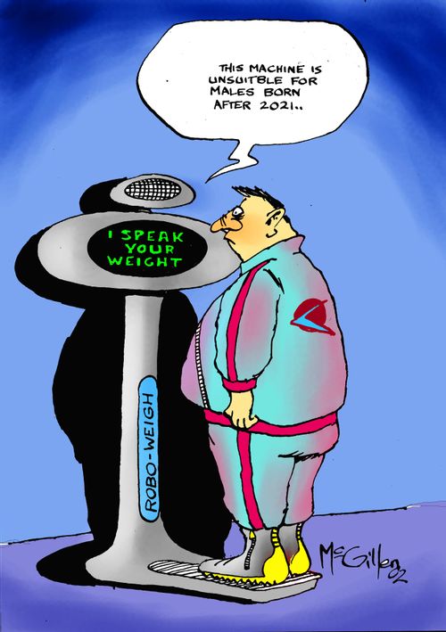 English men to have 42 inch waists by 2032. 'This machine is unsuitable for males born after 2021...'